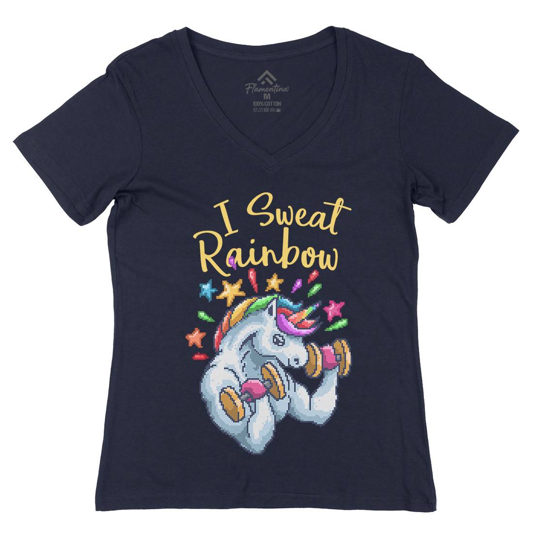 I Sweat Rainbow Womens Organic V-Neck T-Shirt Retro B916
