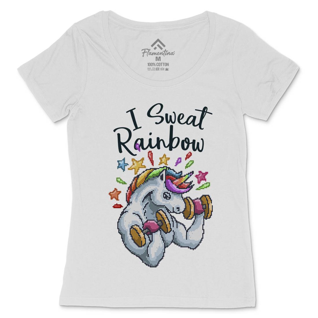 I Sweat Rainbow Womens Scoop Neck T-Shirt Retro B916
