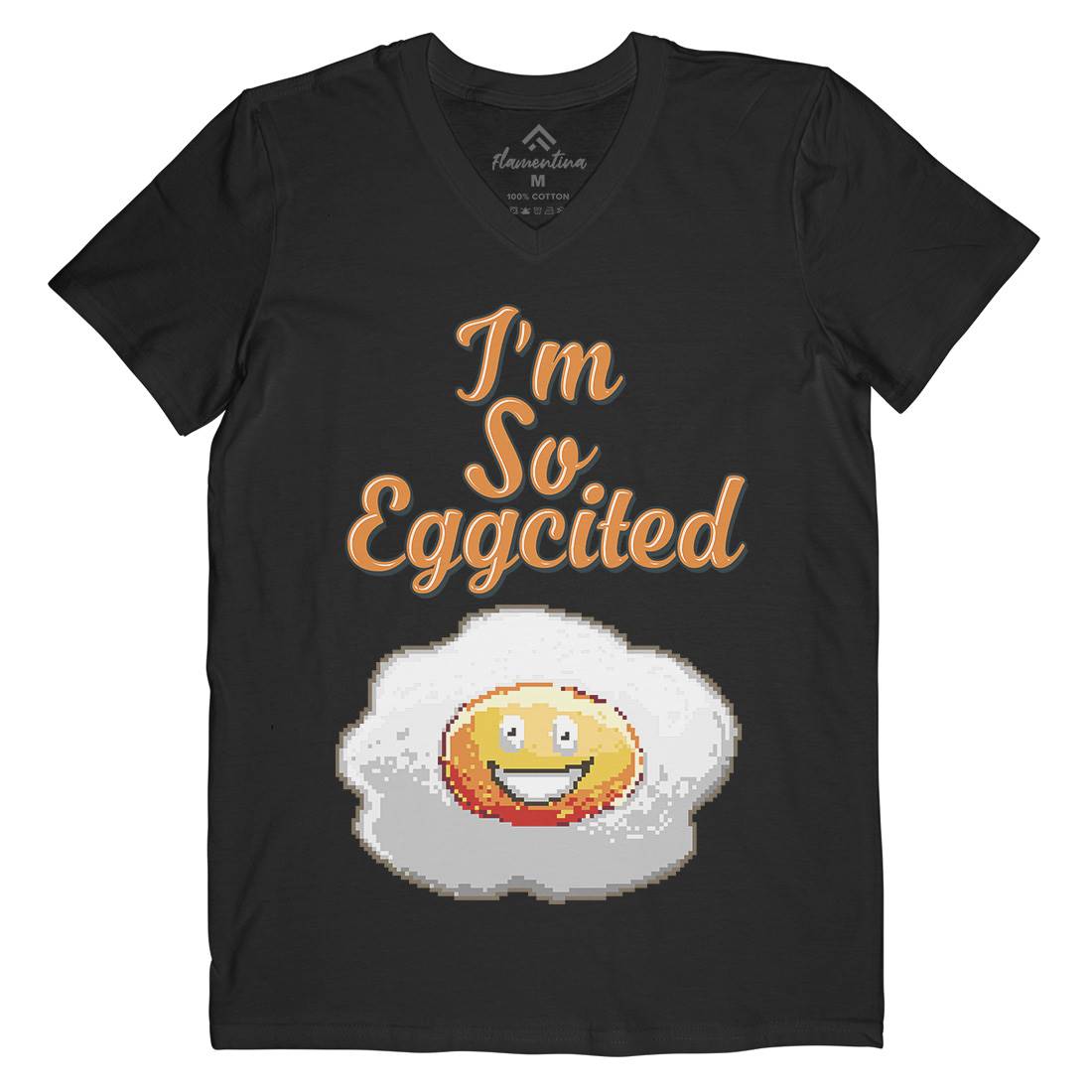 I&#39;M So Eggcited Mens V-Neck T-Shirt Food B917