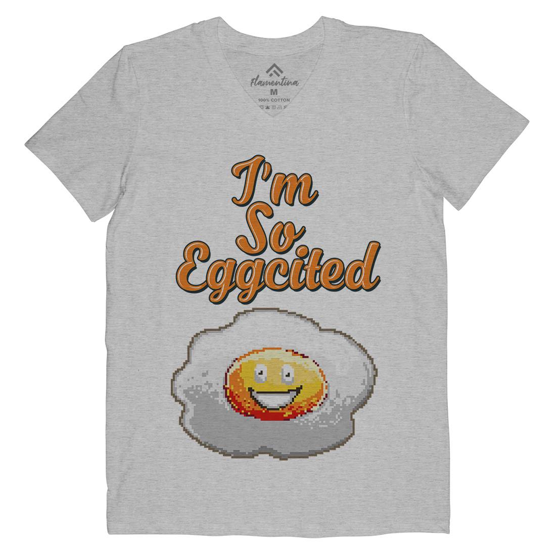 I&#39;M So Eggcited Mens V-Neck T-Shirt Food B917