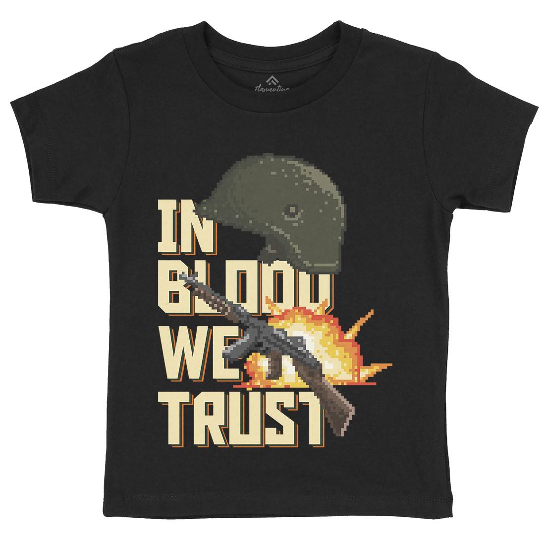 In Blood We Trust Kids Organic Crew Neck T-Shirt Army B918