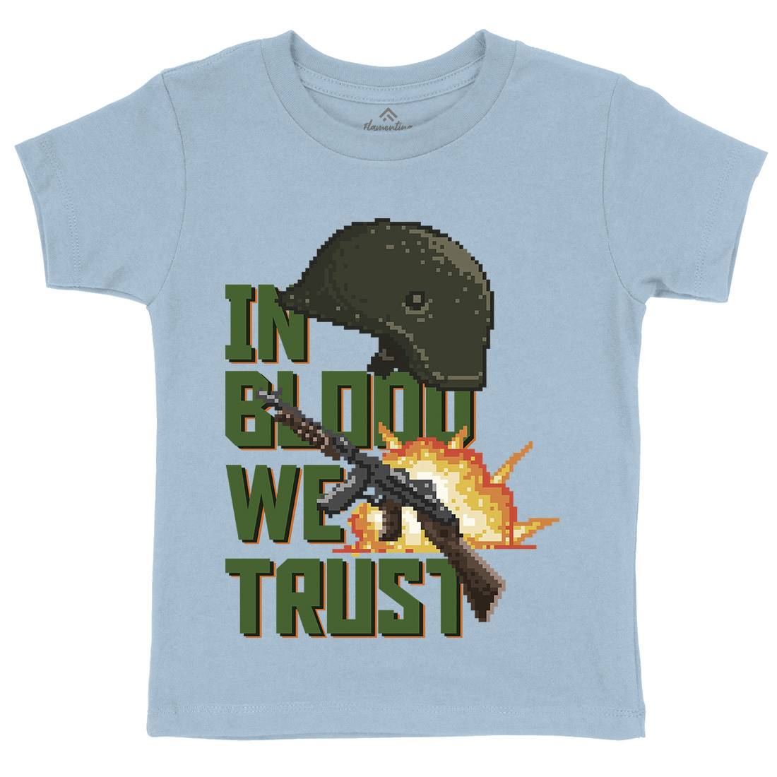 In Blood We Trust Kids Crew Neck T-Shirt Army B918