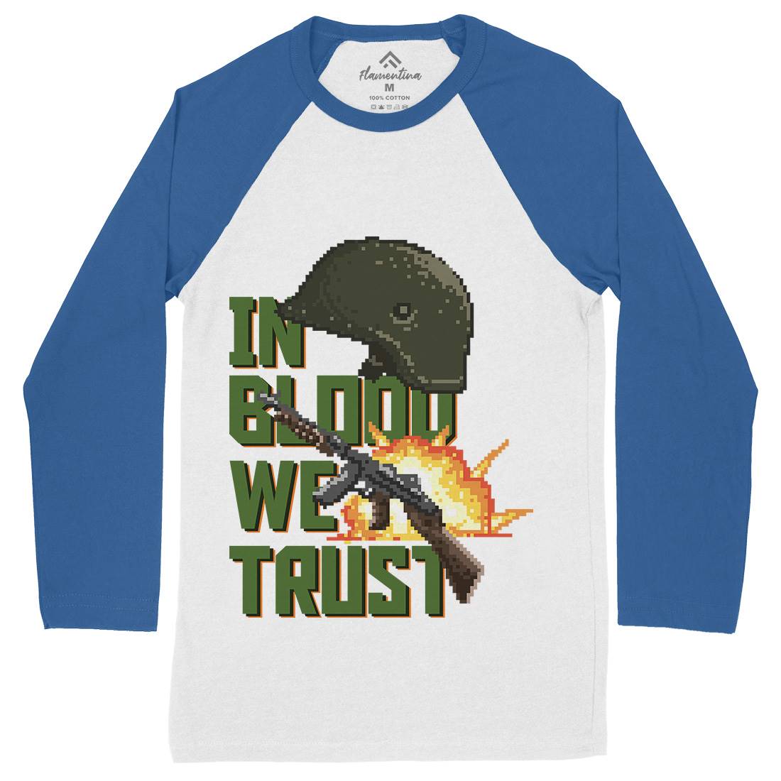 In Blood We Trust Mens Long Sleeve Baseball T-Shirt Army B918