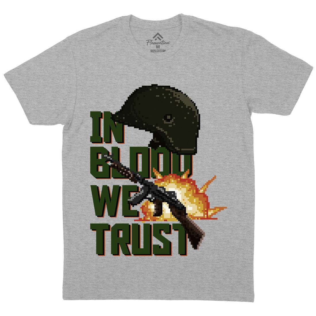 In Blood We Trust Mens Organic Crew Neck T-Shirt Army B918
