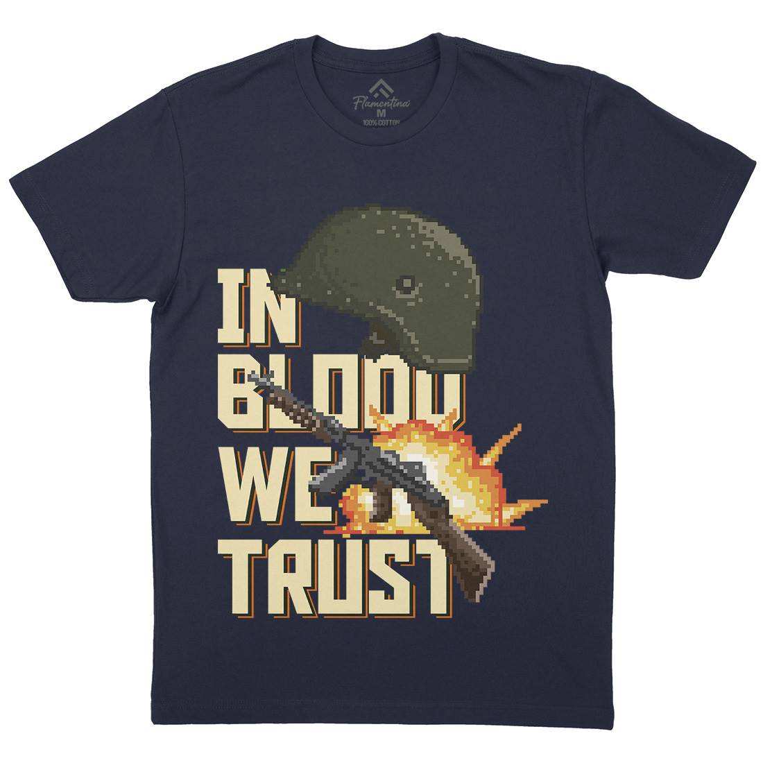 In Blood We Trust Mens Organic Crew Neck T-Shirt Army B918