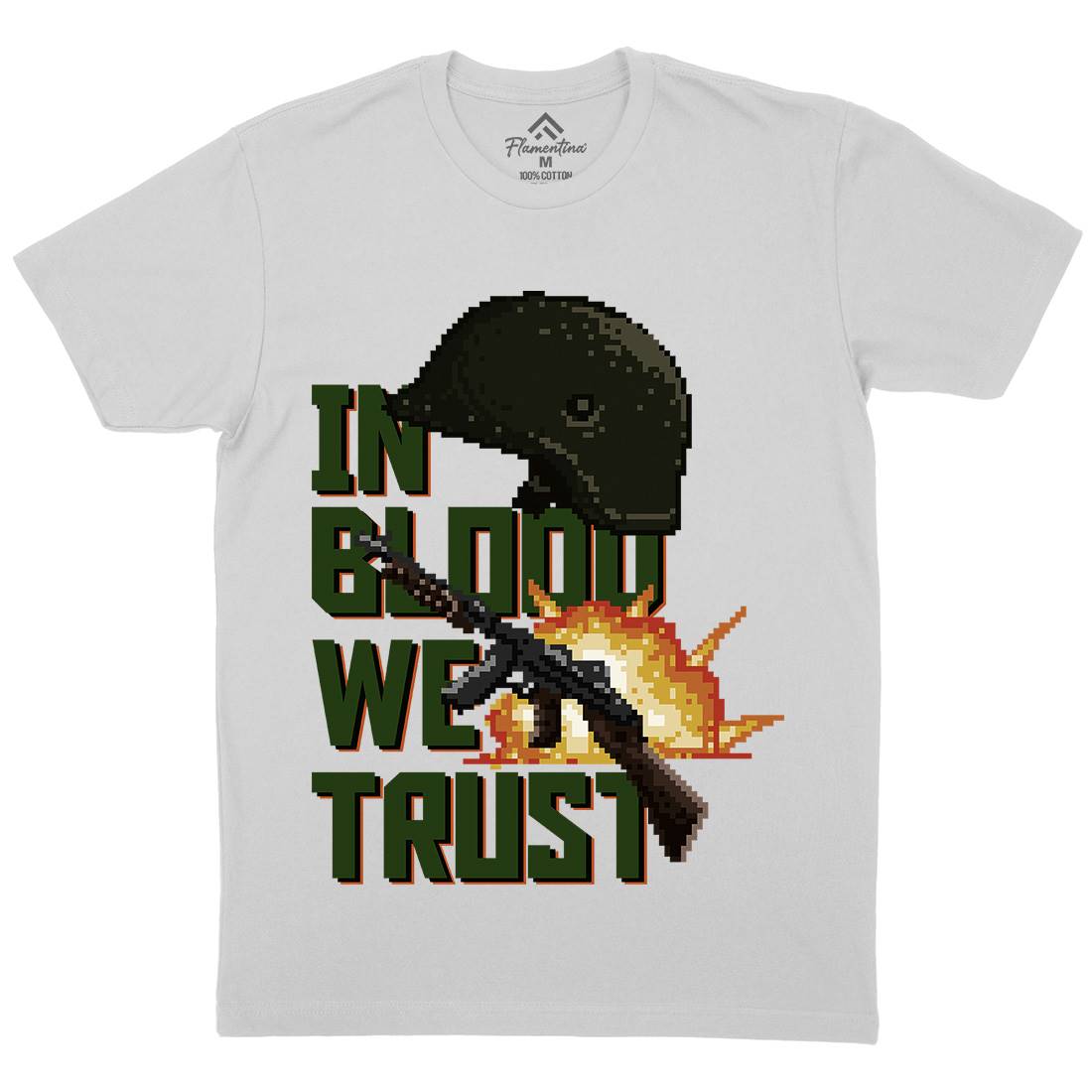 In Blood We Trust Mens Crew Neck T-Shirt Army B918