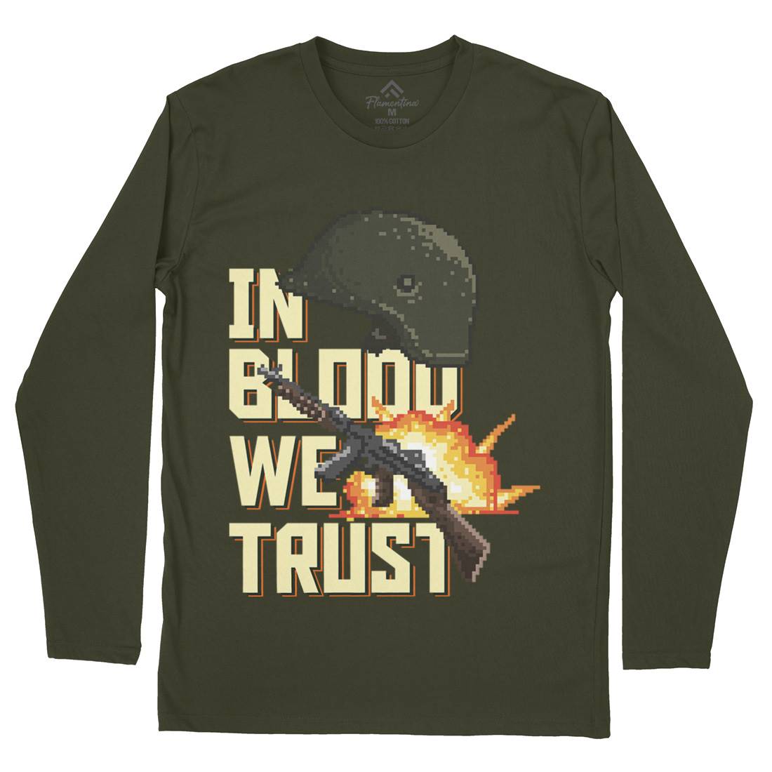 In Blood We Trust Mens Long Sleeve T-Shirt Army B918
