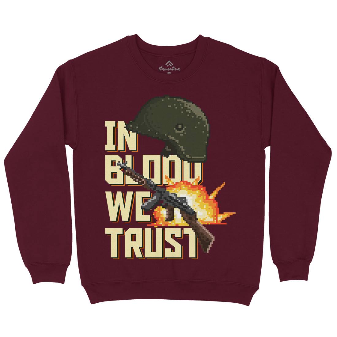 In Blood We Trust Mens Crew Neck Sweatshirt Army B918