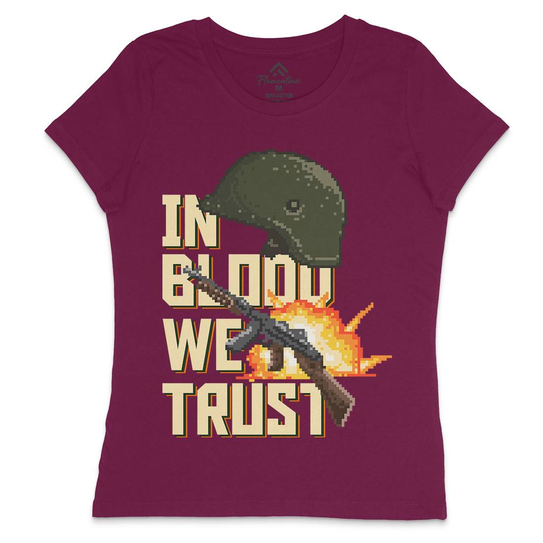In Blood We Trust Womens Crew Neck T-Shirt Army B918