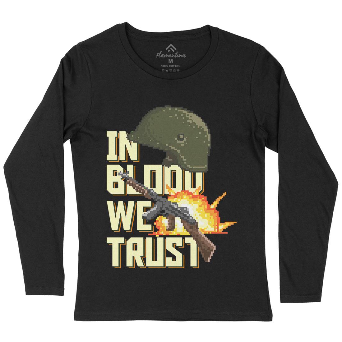In Blood We Trust Womens Long Sleeve T-Shirt Army B918