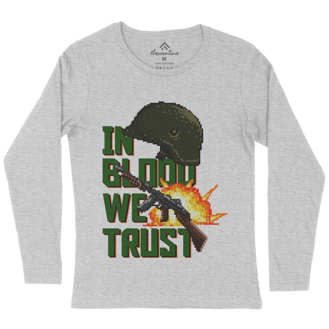 In Blood We Trust Womens Long Sleeve T-Shirt Army B918