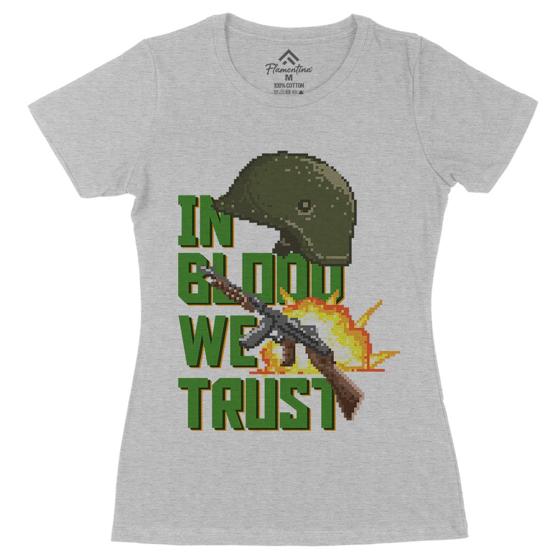 In Blood We Trust Womens Organic Crew Neck T-Shirt Army B918