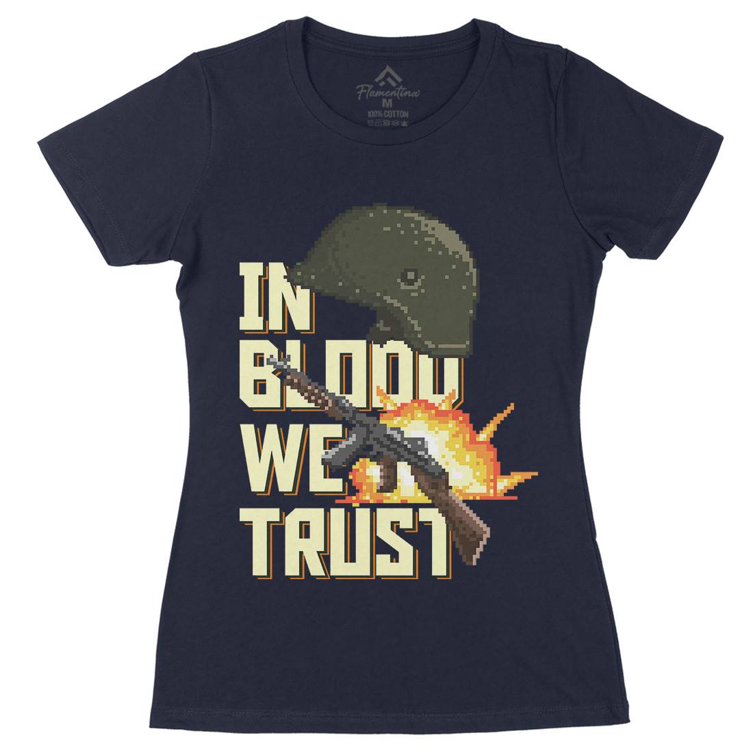 In Blood We Trust Womens Organic Crew Neck T-Shirt Army B918
