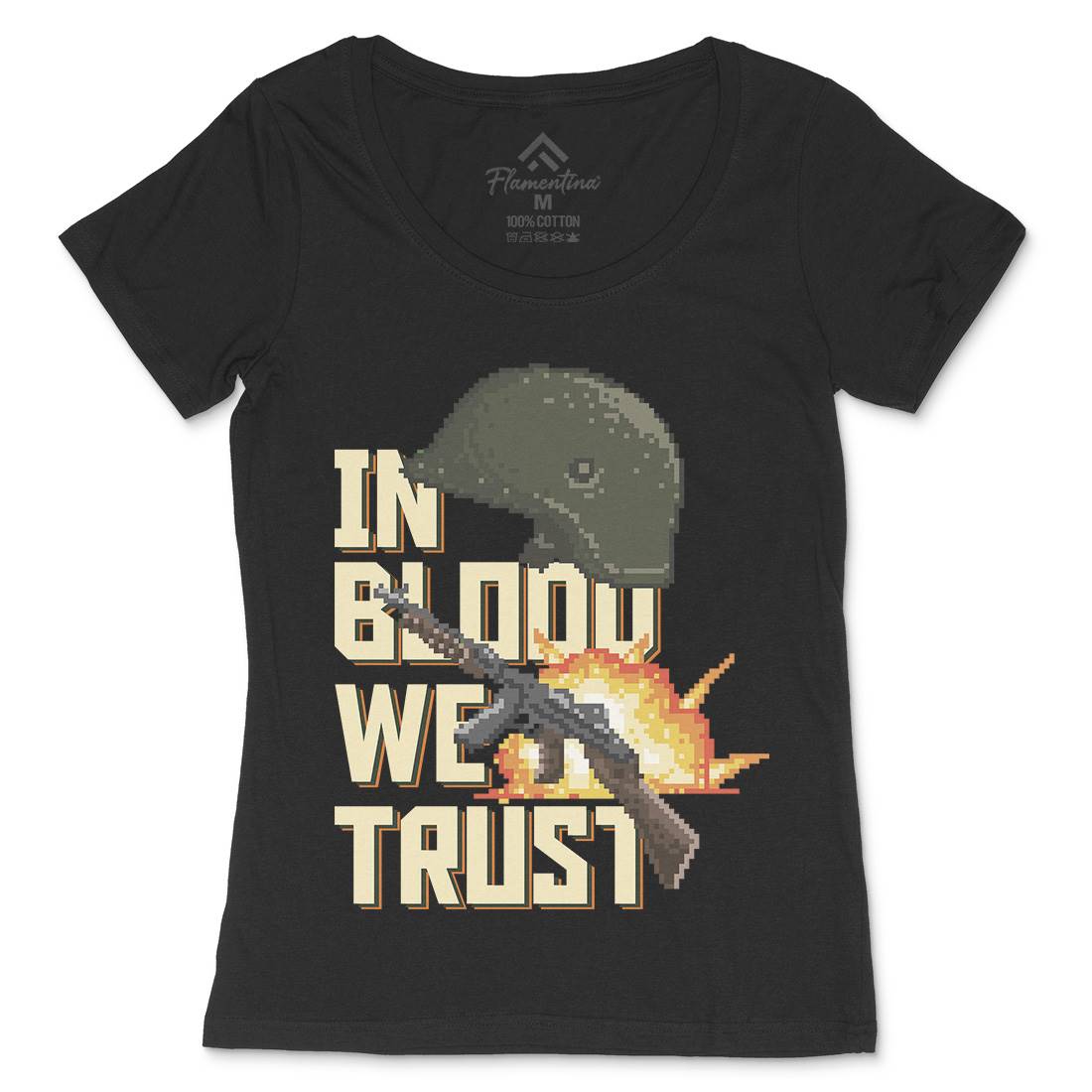 In Blood We Trust Womens Scoop Neck T-Shirt Army B918