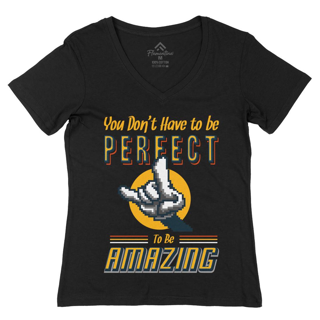 Keep Amazing Womens Organic V-Neck T-Shirt Retro B920