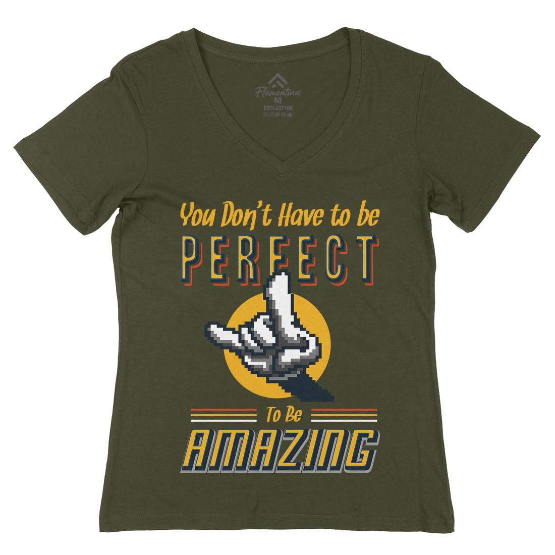 Keep Amazing Womens Organic V-Neck T-Shirt Retro B920