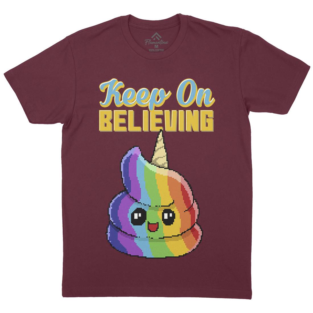 Keep On Believing Mens Organic Crew Neck T-Shirt Retro B921