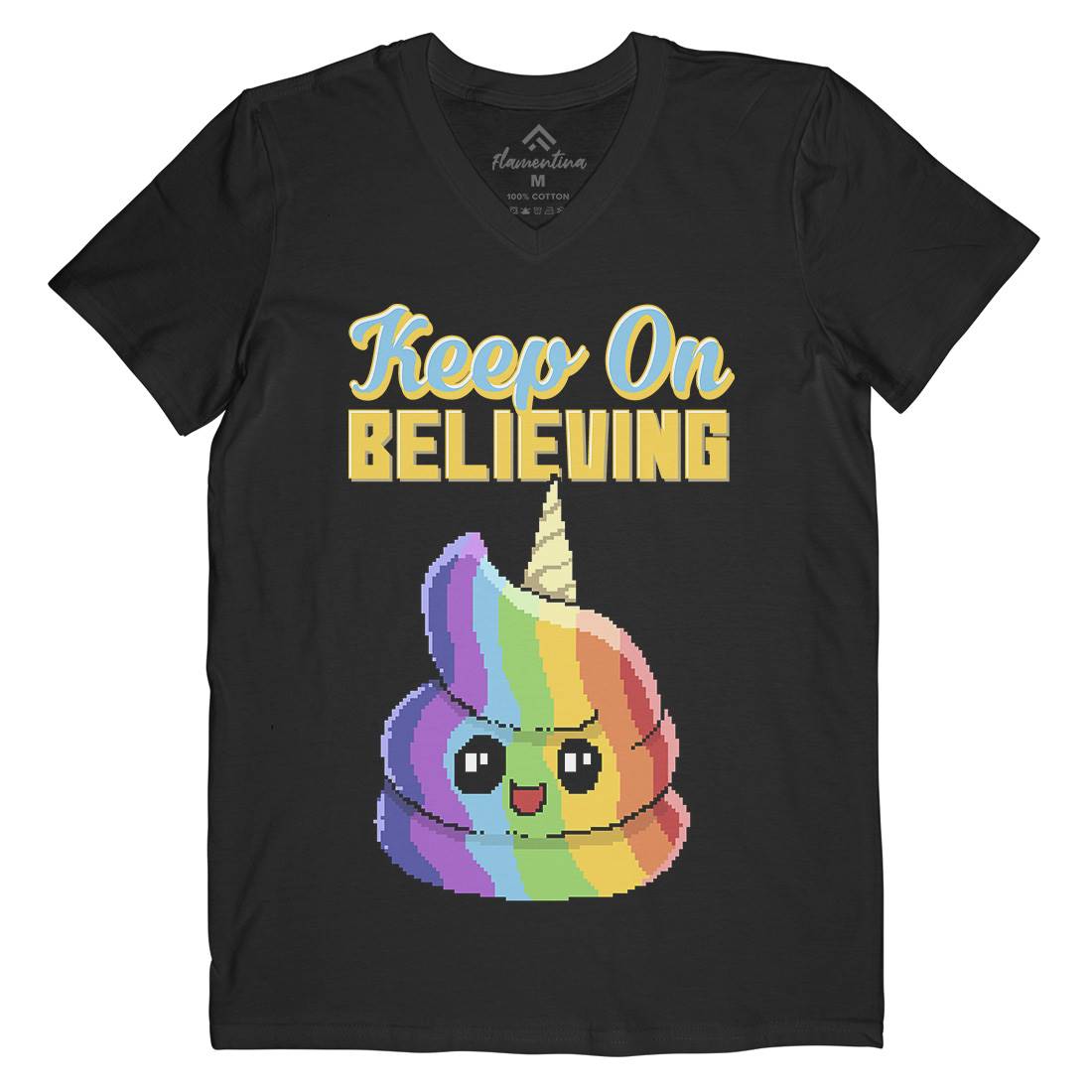 Keep On Believing Mens V-Neck T-Shirt Retro B921