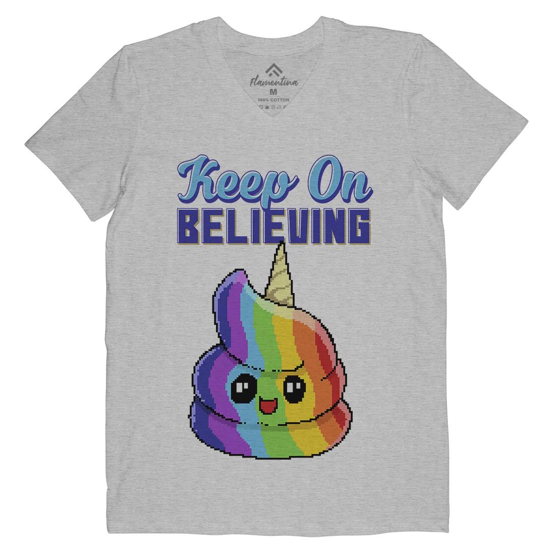 Keep On Believing Mens Organic V-Neck T-Shirt Retro B921