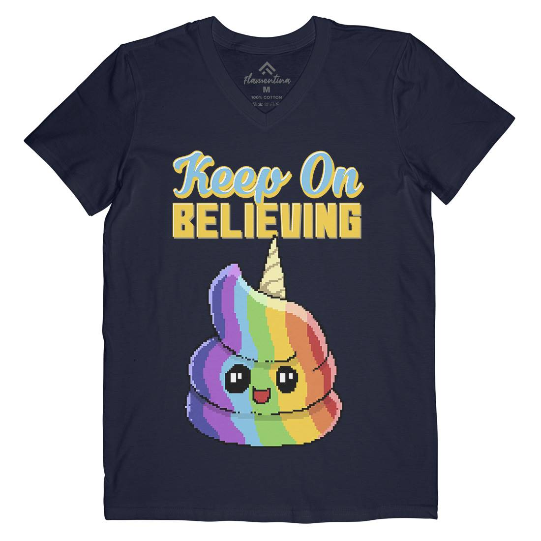 Keep On Believing Mens Organic V-Neck T-Shirt Retro B921
