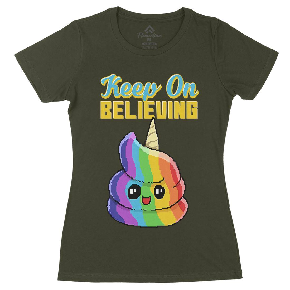 Keep On Believing Womens Organic Crew Neck T-Shirt Retro B921