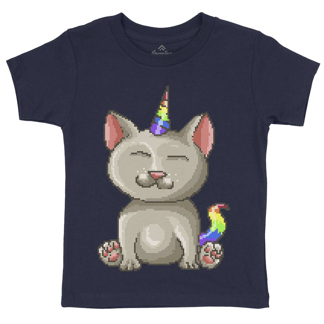 Kitty Unicorn Kids Organic Crew Neck T-Shirt Animals B922
