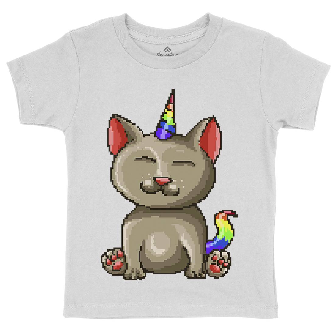 Kitty Unicorn Kids Organic Crew Neck T-Shirt Animals B922