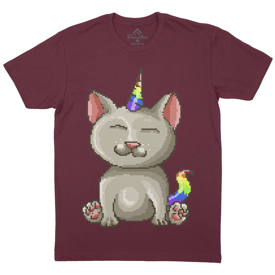 Kitty Unicorn Mens Organic Crew Neck T-Shirt Animals B922