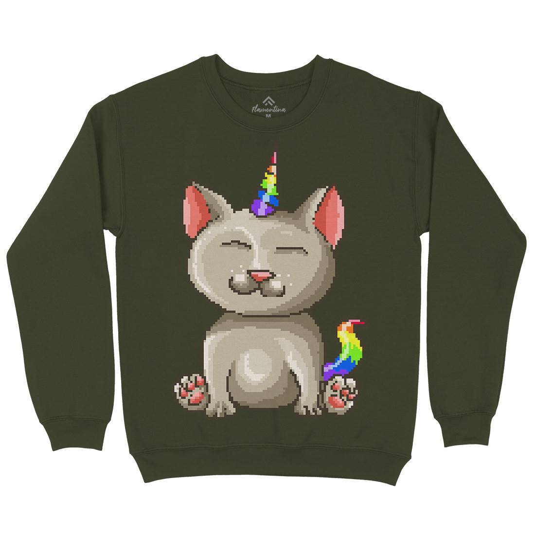 Kitty Unicorn Mens Crew Neck Sweatshirt Animals B922