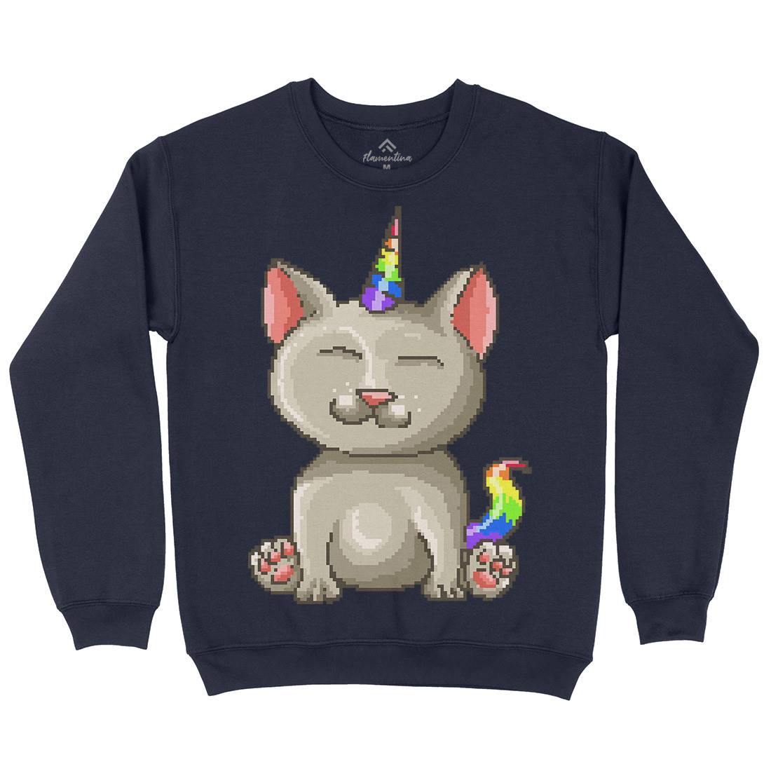 Kitty Unicorn Mens Crew Neck Sweatshirt Animals B922