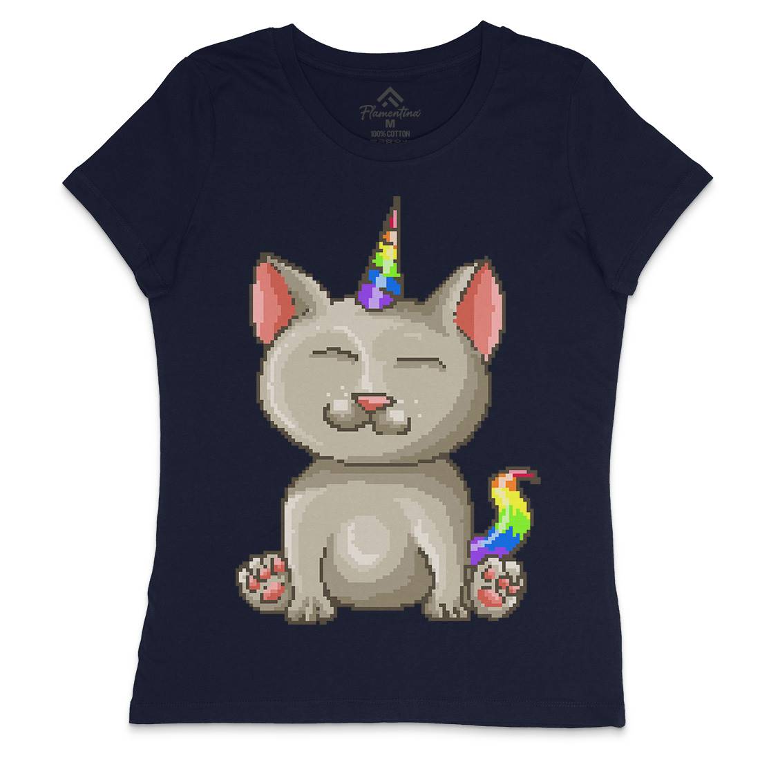 Kitty Unicorn Womens Crew Neck T-Shirt Animals B922