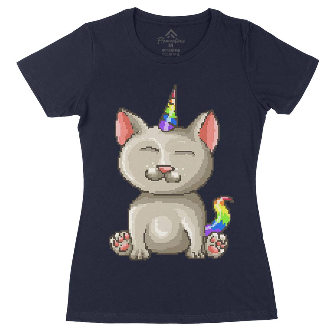 Kitty Unicorn Womens Organic Crew Neck T-Shirt Animals B922