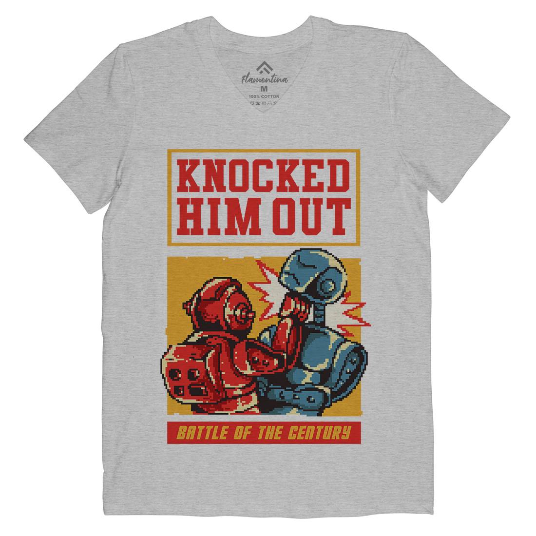 Knocked Him Out Mens Organic V-Neck T-Shirt Space B923