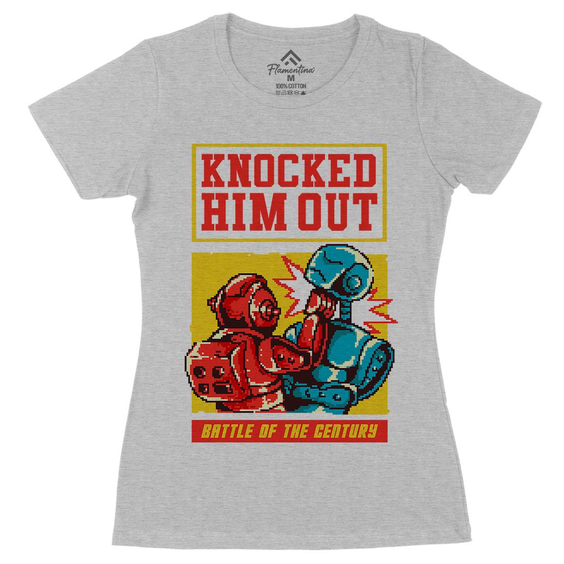 Knocked Him Out Womens Organic Crew Neck T-Shirt Space B923