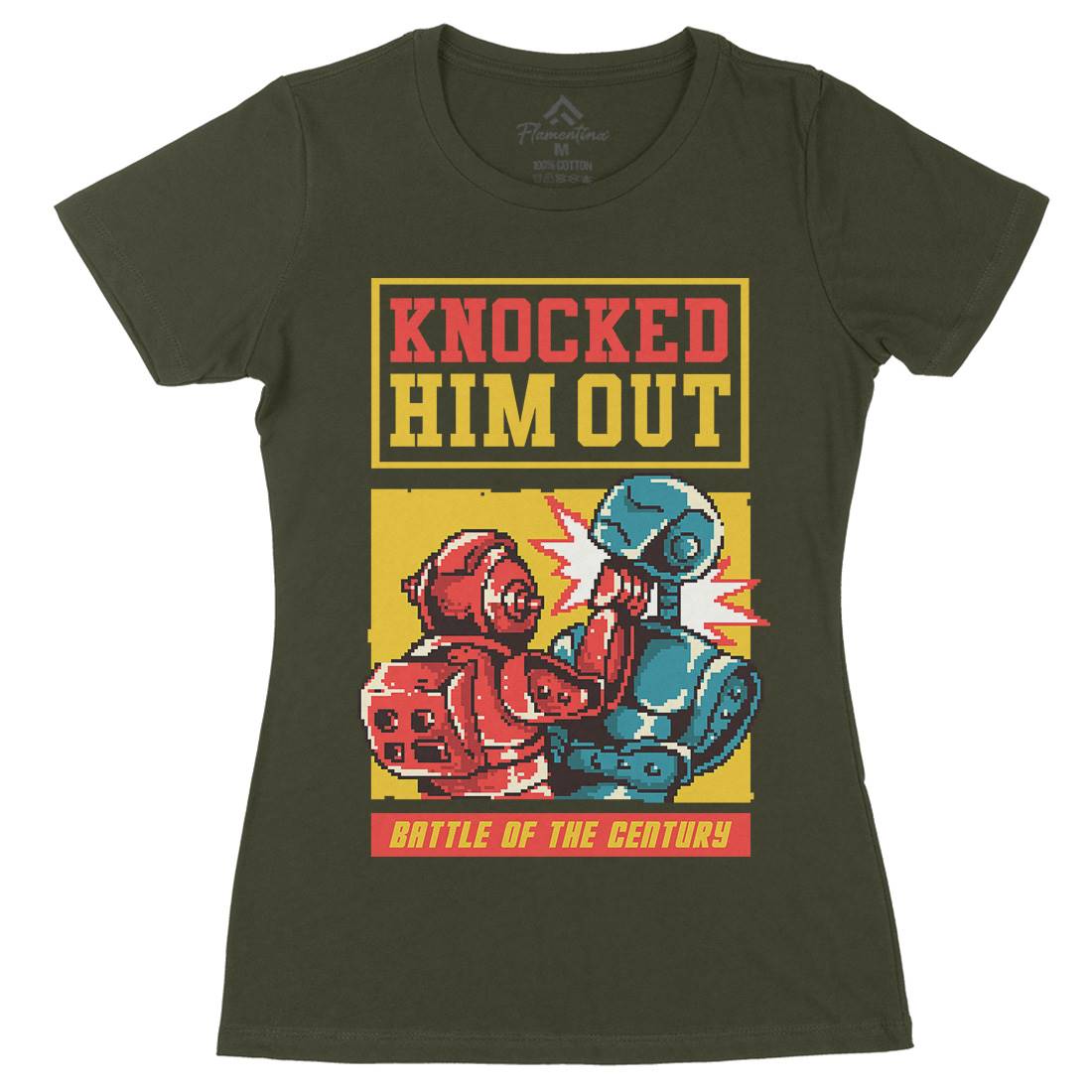Knocked Him Out Womens Organic Crew Neck T-Shirt Space B923