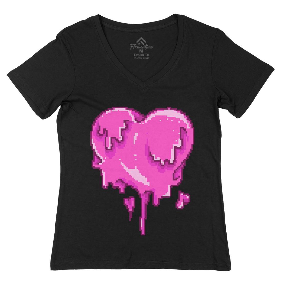 Love Melt Womens Organic V-Neck T-Shirt Retro B927