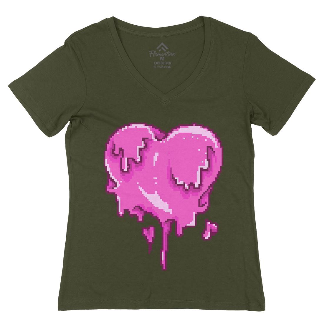 Love Melt Womens Organic V-Neck T-Shirt Retro B927