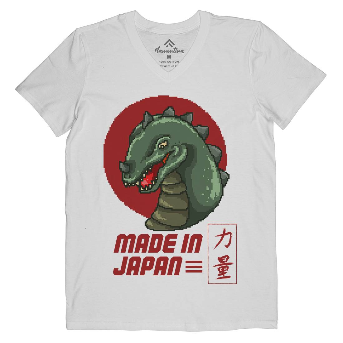 Made In Japan Mens Organic V-Neck T-Shirt Horror B928