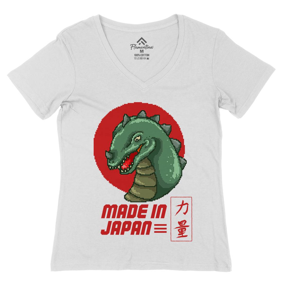 Made In Japan Womens Organic V-Neck T-Shirt Horror B928