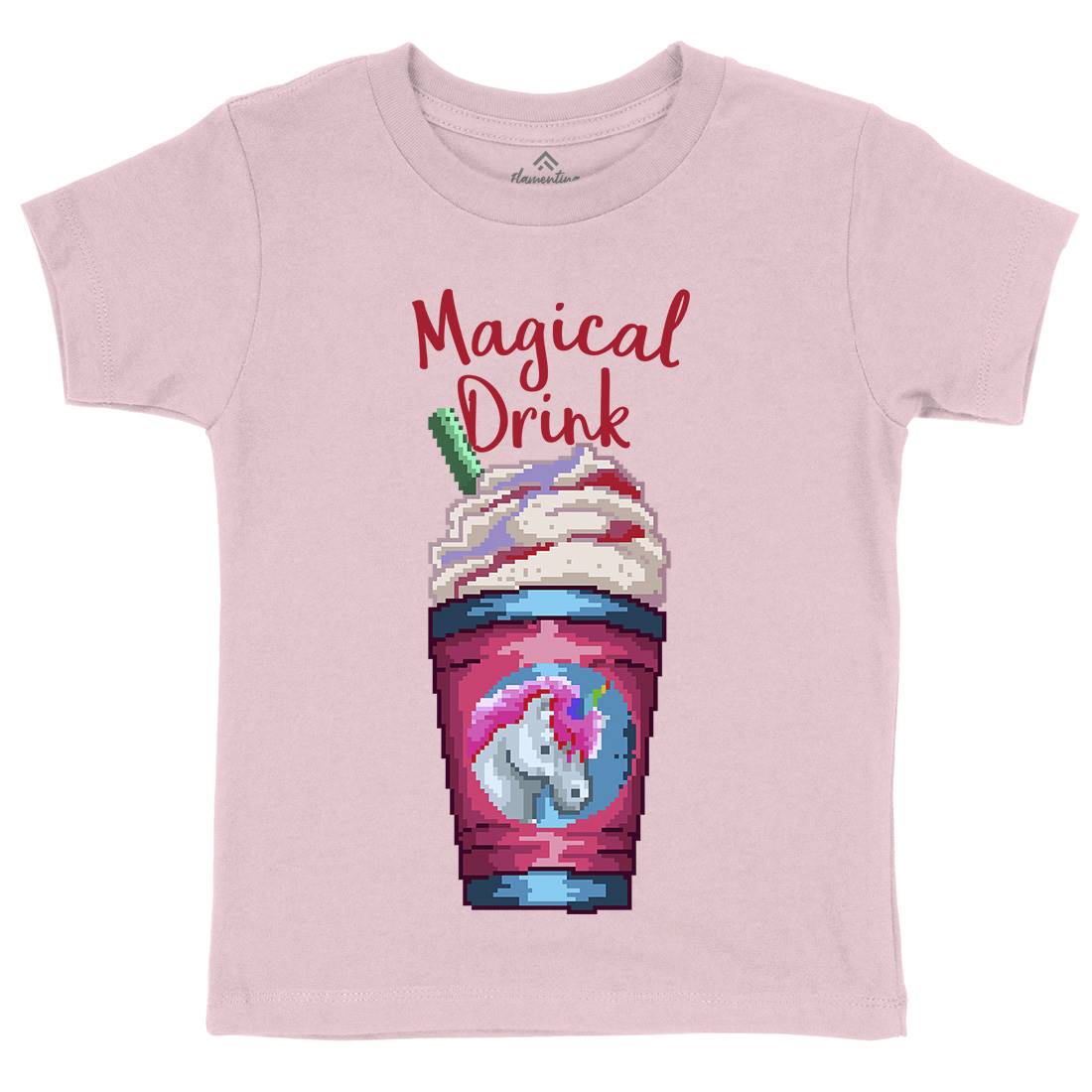 Magical Unicorn Drink Kids Organic Crew Neck T-Shirt Drinks B930
