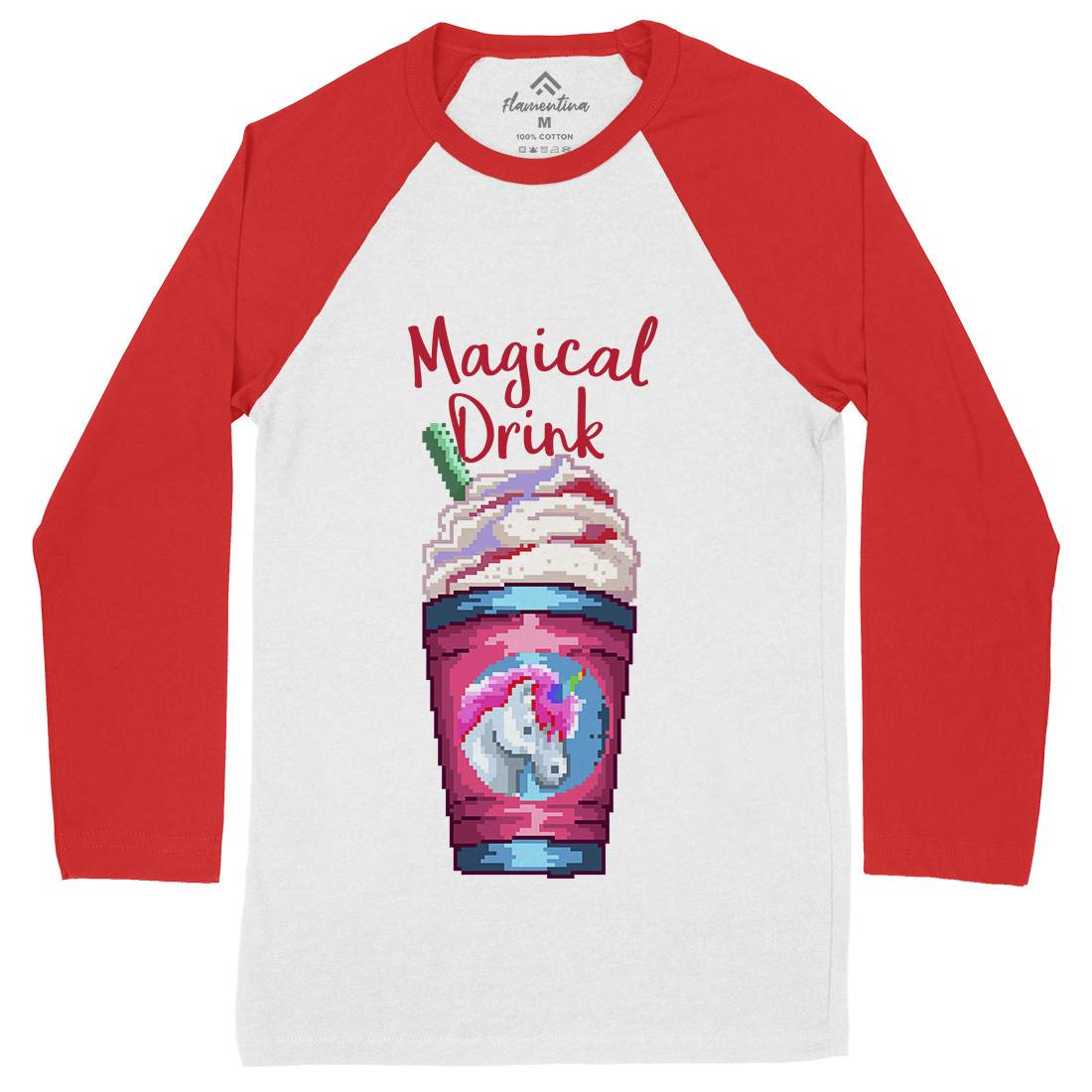Magical Unicorn Drink Mens Long Sleeve Baseball T-Shirt Drinks B930