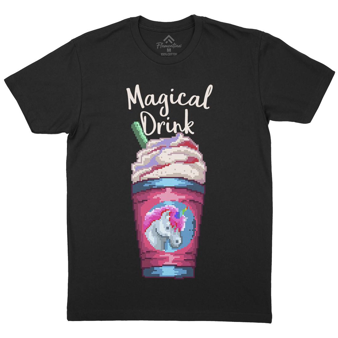 Magical Unicorn Drink Mens Organic Crew Neck T-Shirt Drinks B930