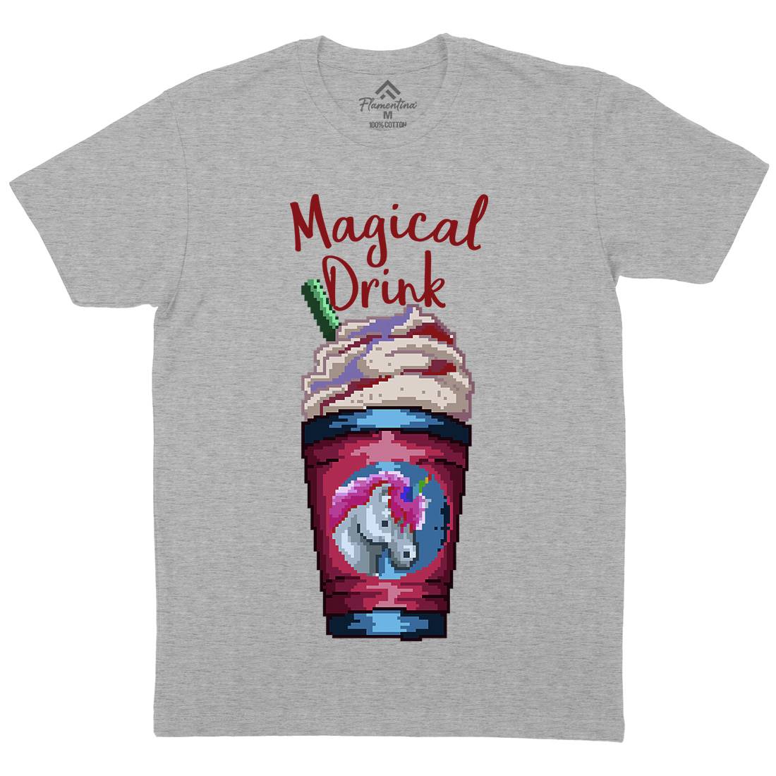 Magical Unicorn Drink Mens Organic Crew Neck T-Shirt Drinks B930