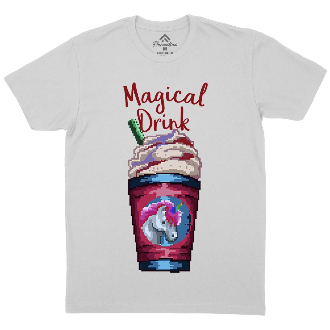 Magical Unicorn Drink Mens Crew Neck T-Shirt Drinks B930