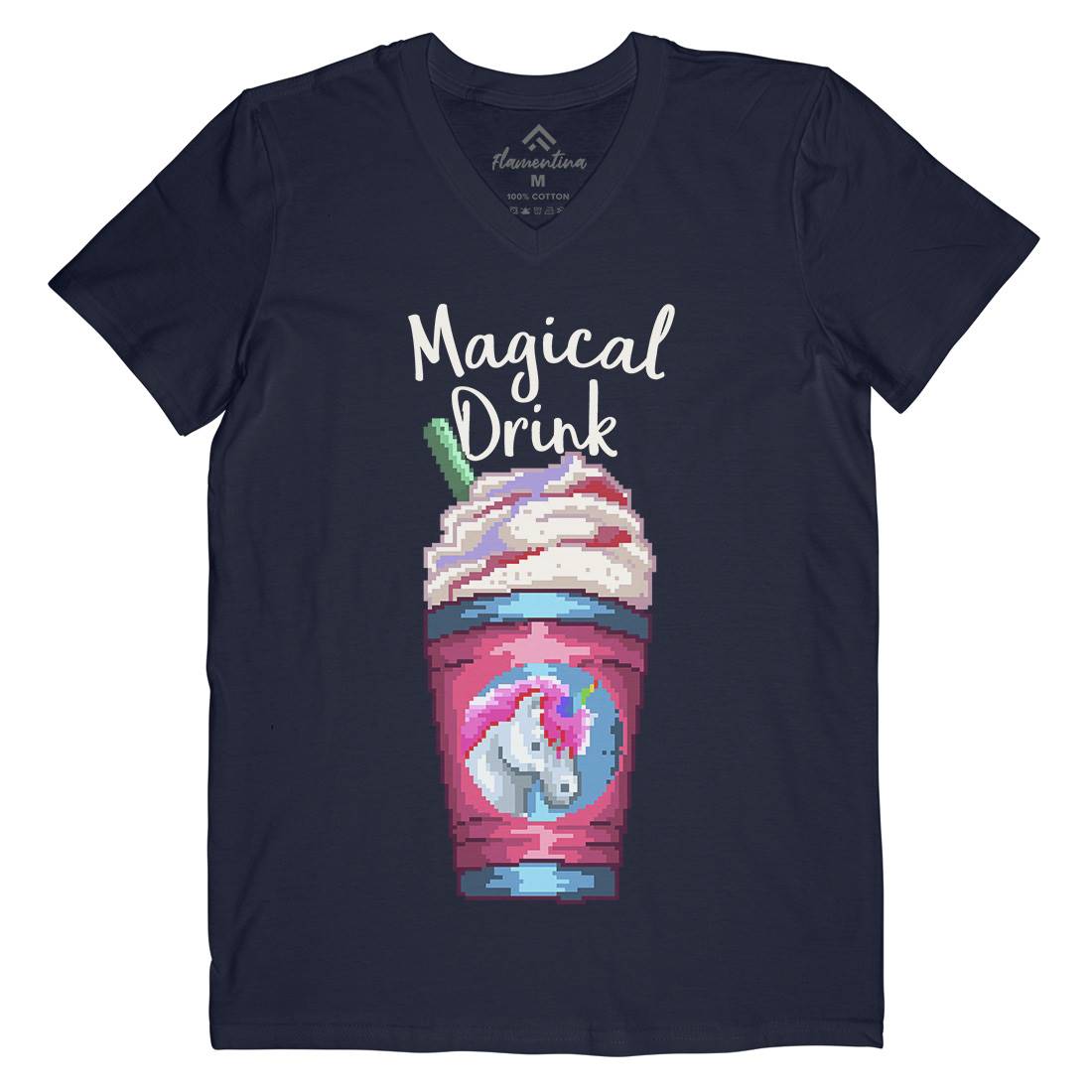 Magical Unicorn Drink Mens Organic V-Neck T-Shirt Drinks B930