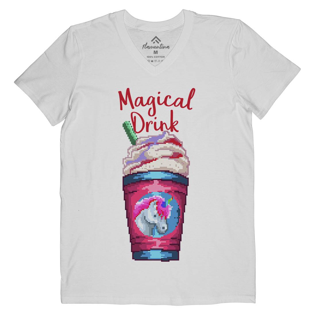 Magical Unicorn Drink Mens Organic V-Neck T-Shirt Drinks B930
