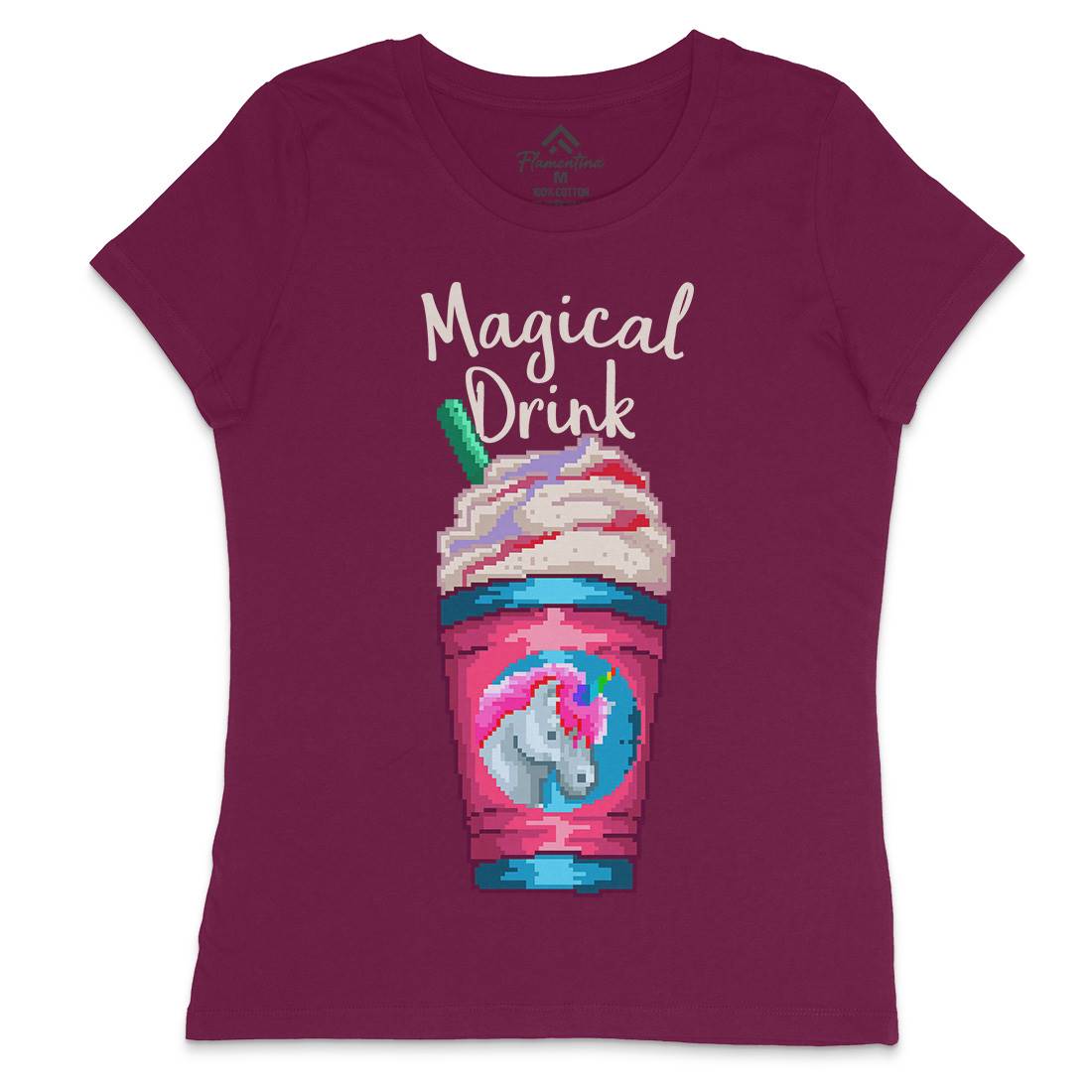 Magical Unicorn Drink Womens Crew Neck T-Shirt Drinks B930