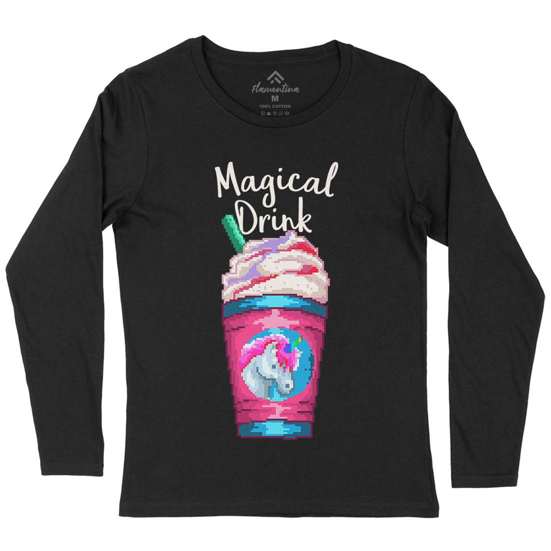 Magical Unicorn Drink Womens Long Sleeve T-Shirt Drinks B930