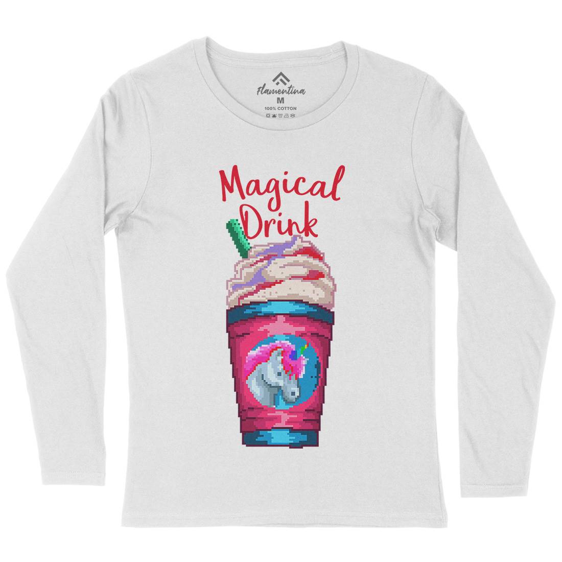 Magical Unicorn Drink Womens Long Sleeve T-Shirt Drinks B930