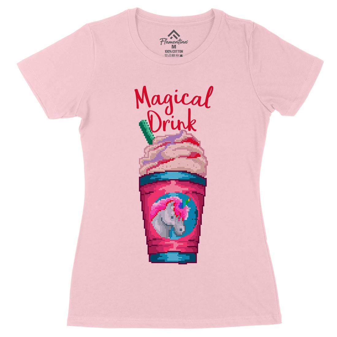 Magical Unicorn Drink Womens Organic Crew Neck T-Shirt Drinks B930